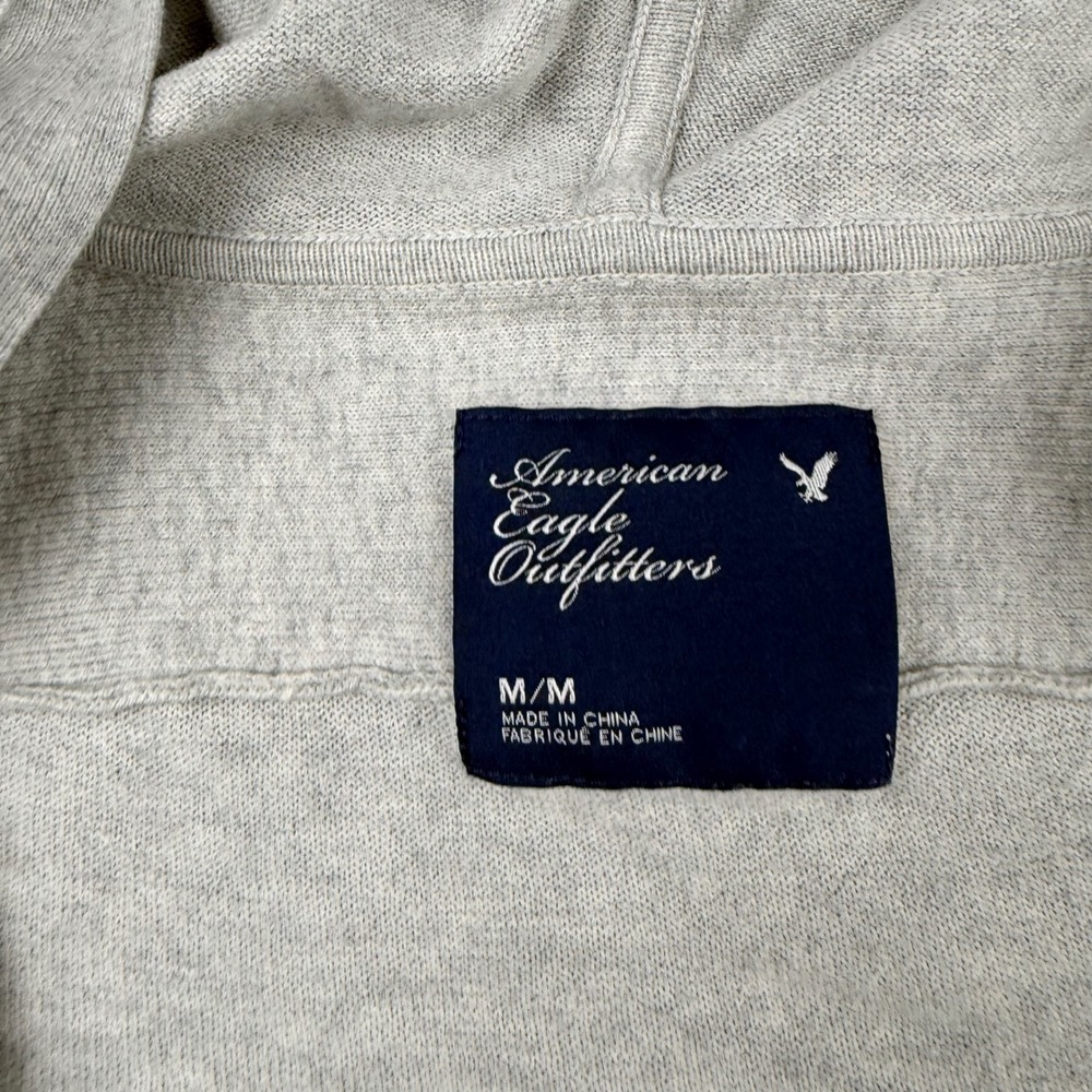 American Eagle Outfitters Gray Hooded Cardigan Sweater‎ Women's M Medium Button - Picture 3 of 6